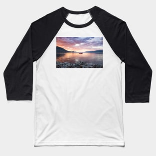 Dramatic Sunset and Boat on Okanagan Lake Baseball T-Shirt